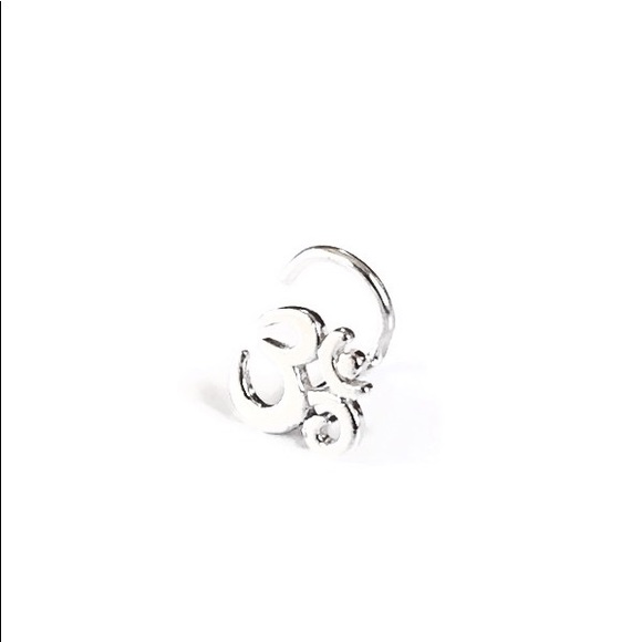 925 Sterling Silver OHM/OM/AUM Symbol Nose Ring Cartilage Helix Stud Earring 20G - Picture 4 of 11
